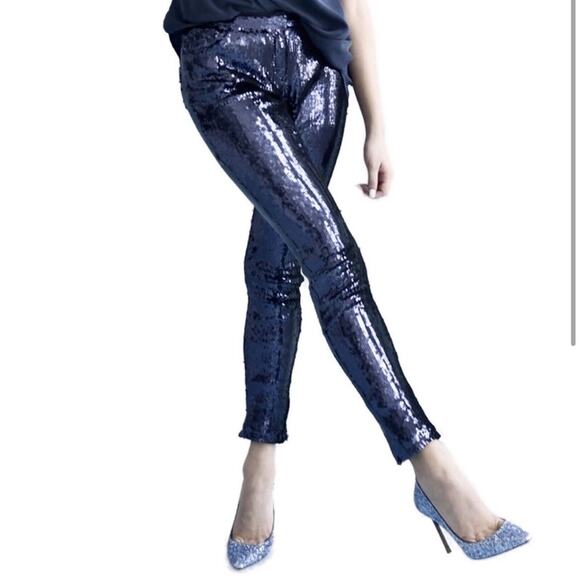 sass & bide Pants - Sass & Bide Navy Blue Heavy Weight Sequin Pants